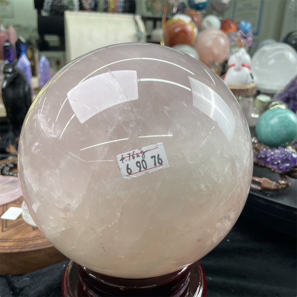 10.4LB 5.5″ Natural Rose Quartz Sphere Crystal Quartz Energy Geode Ball Decor