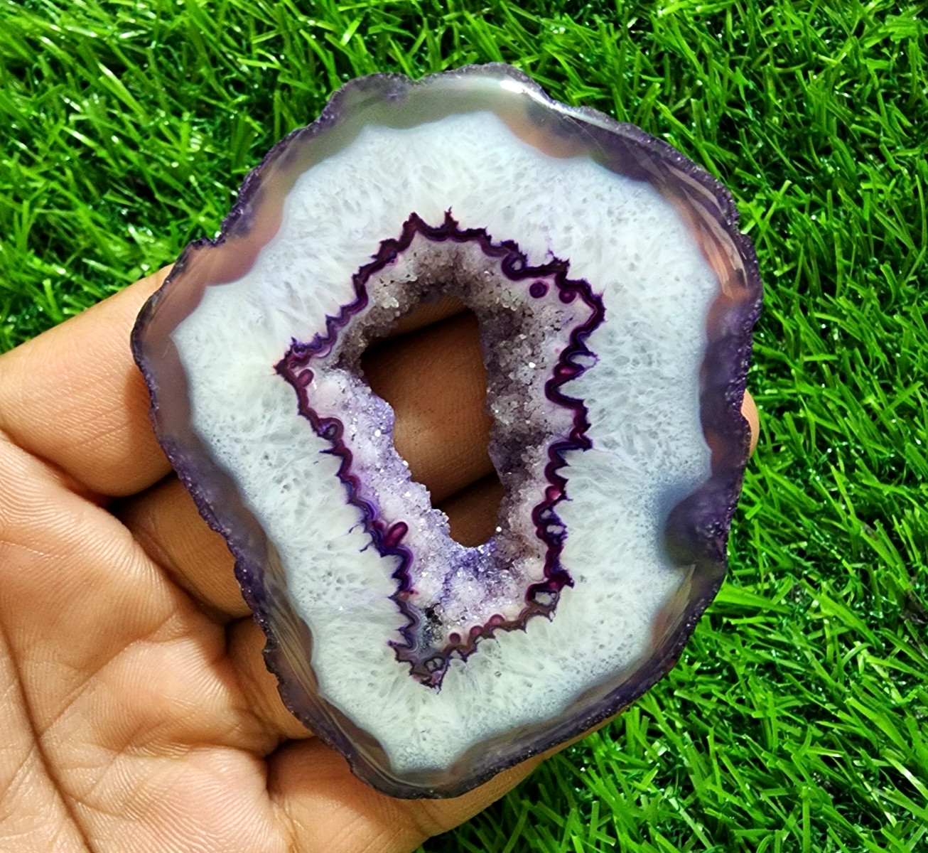 Solar Slice Agate Druzy Crystal Polished 298ct Geode Slab Gemstone for Jewelry