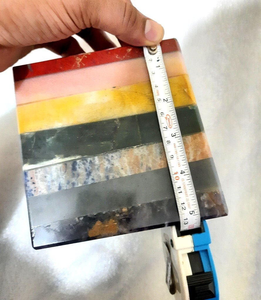BIG 7 chakra bonded reiki healing natural stone cube 5 inches