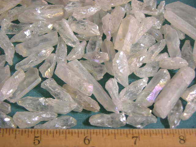 Angel Aura quartz crystal drilled for necklace/pendant 1/2-1.25 inch 6 piece