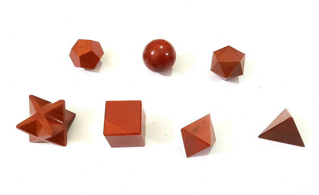Red Jasper Sacred Platonic Geometry Set of 7 Shapes Reiki Chakra Set Healing