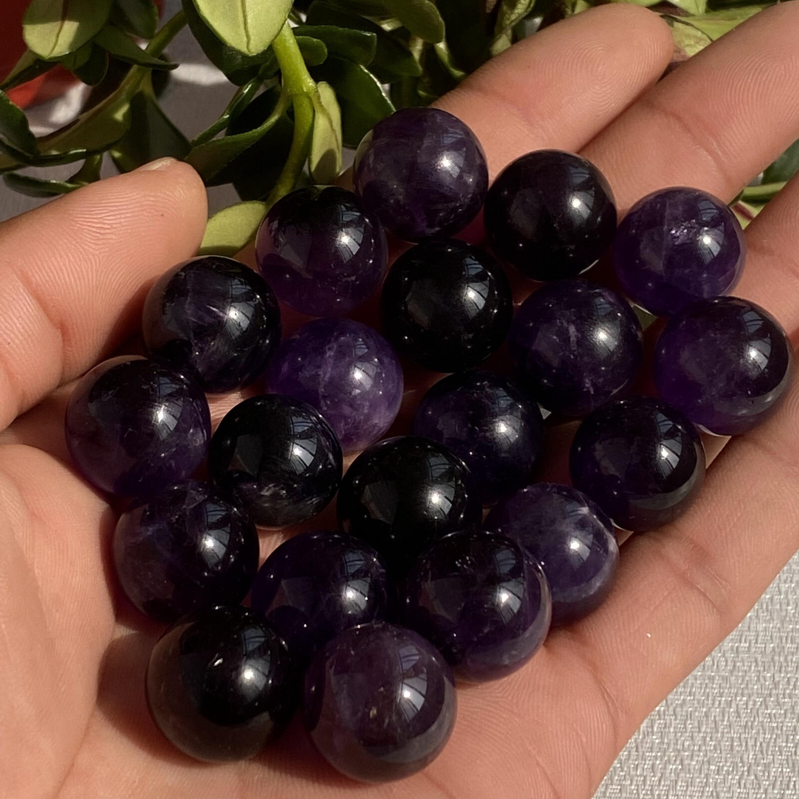 10pcs Natural Amethyst Ball Quartz Crystal Sphere Polishing Healing 15mm+
