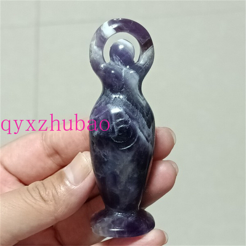 3″ Natural Dreamy Amethyst goddess totem Skull Quartz Crystal Skull Reiki 1PC