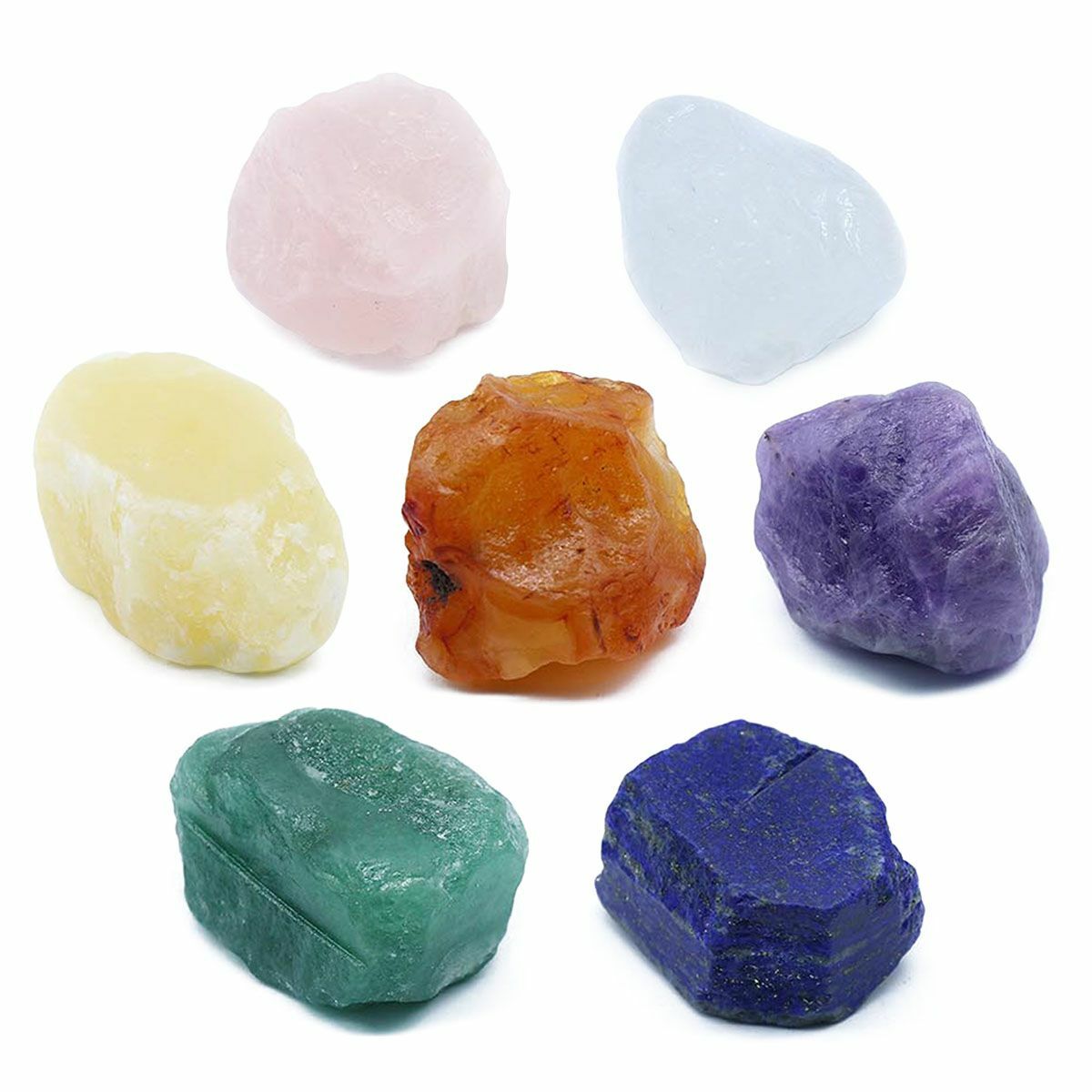 Healing 7Pcs Chakra Engraved Symbols Crystal Palm Worry Stones Set Reiki Energy