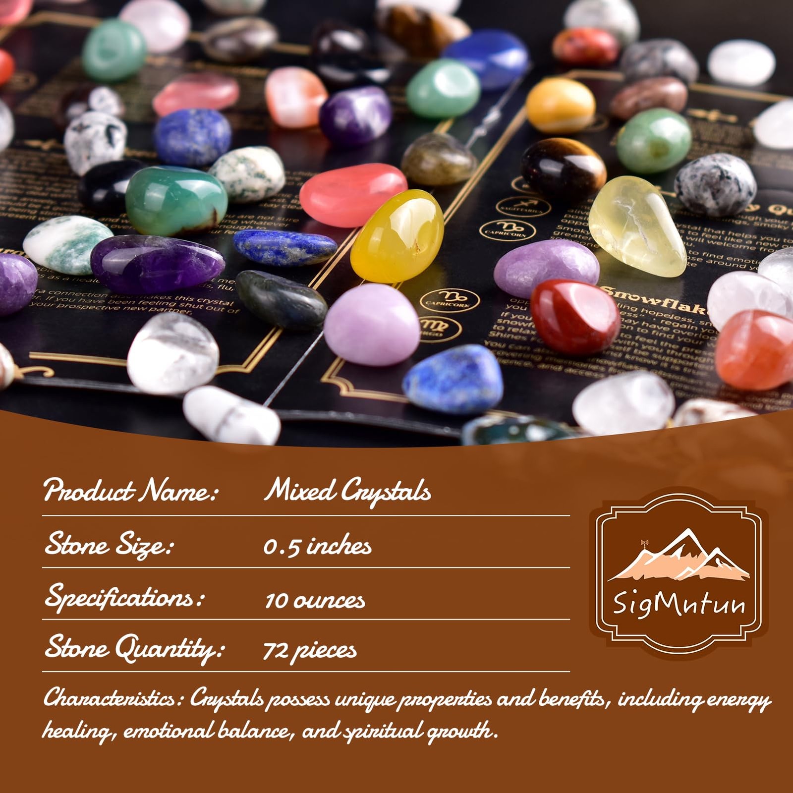 Polished Healing Crystal Stone Set, 72 Pcs Handpicked Tumbled 0.5″ Multicolor