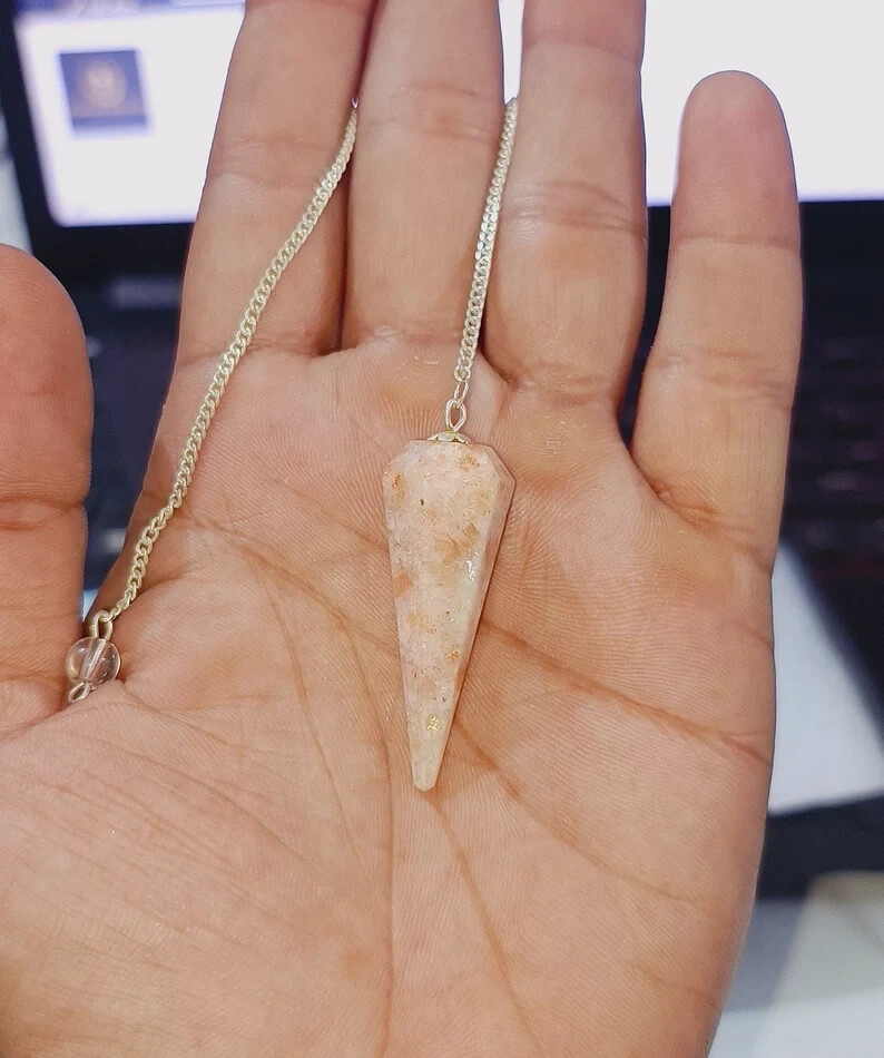 Genuine Sunstone Pendulum, Sunstone Dowsing Pendulum, Crystal Pendulum