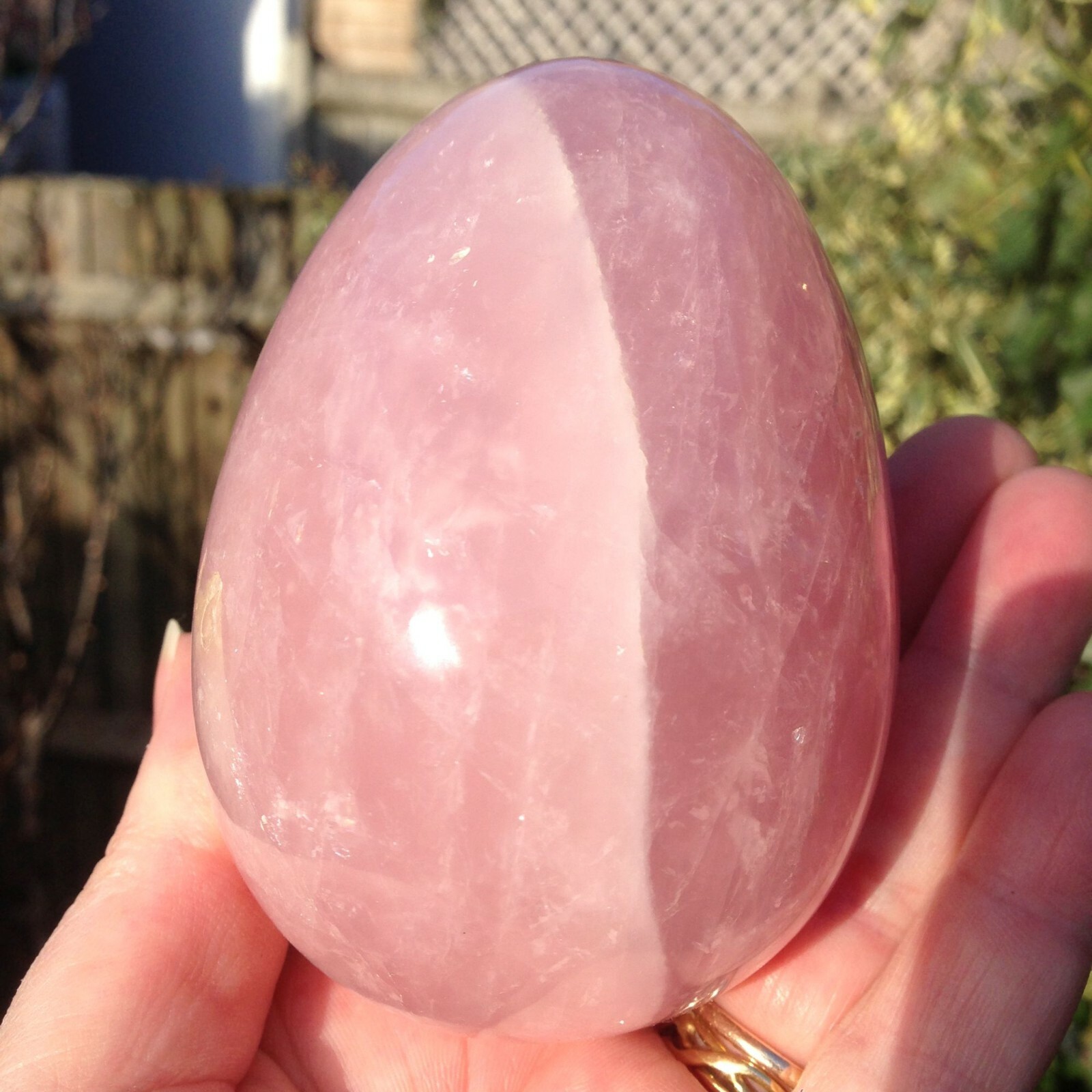 Large Rose Quartz Crystal Egg Healing Love Relaxation Wabi-Sabi 486g 8.3×6.3cm