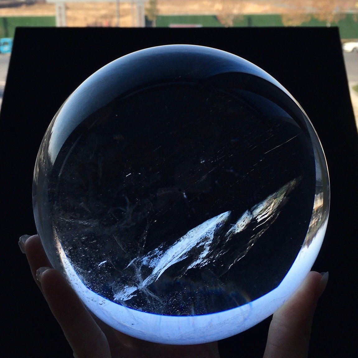7.9LB Natural Amethyst Sphere Crystal Ball with Wood Stand Healing Feng Shui Dec