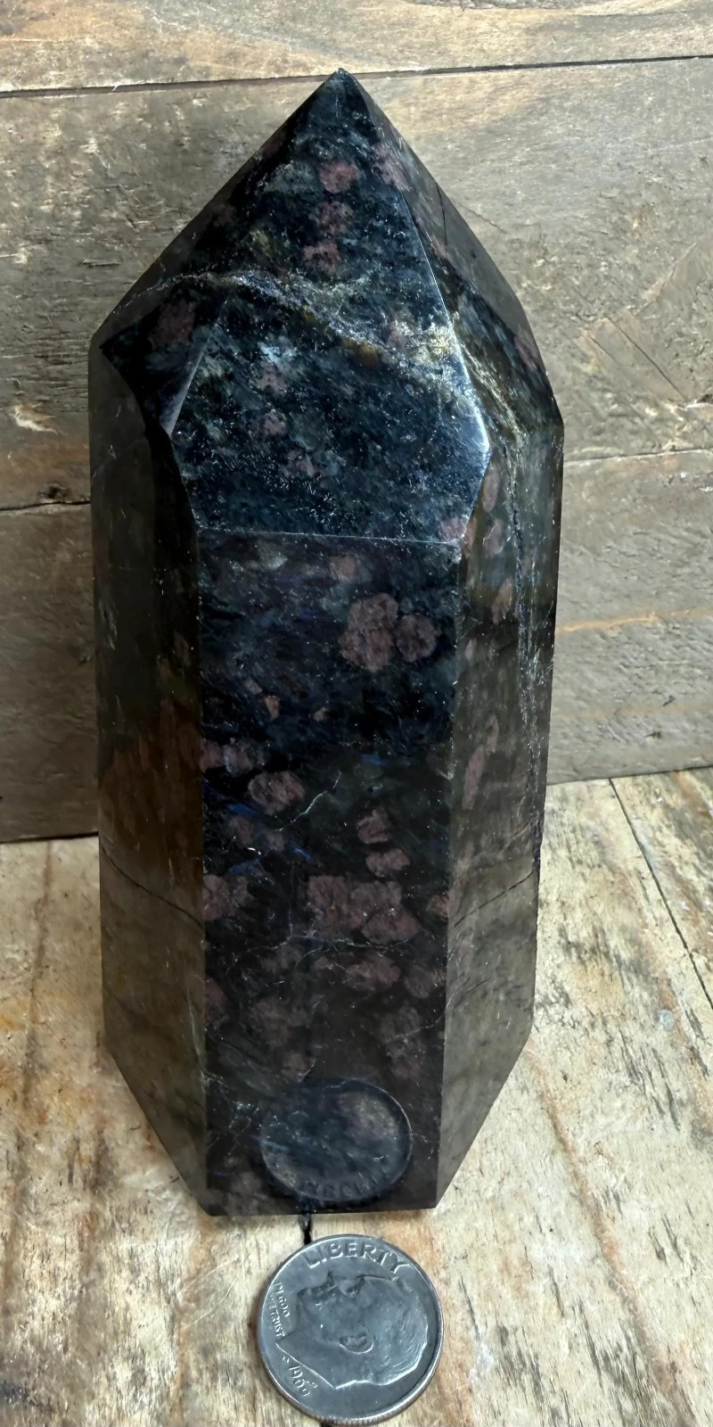 4.3″ Polished, Red Feldspar & Tourmaline Tower