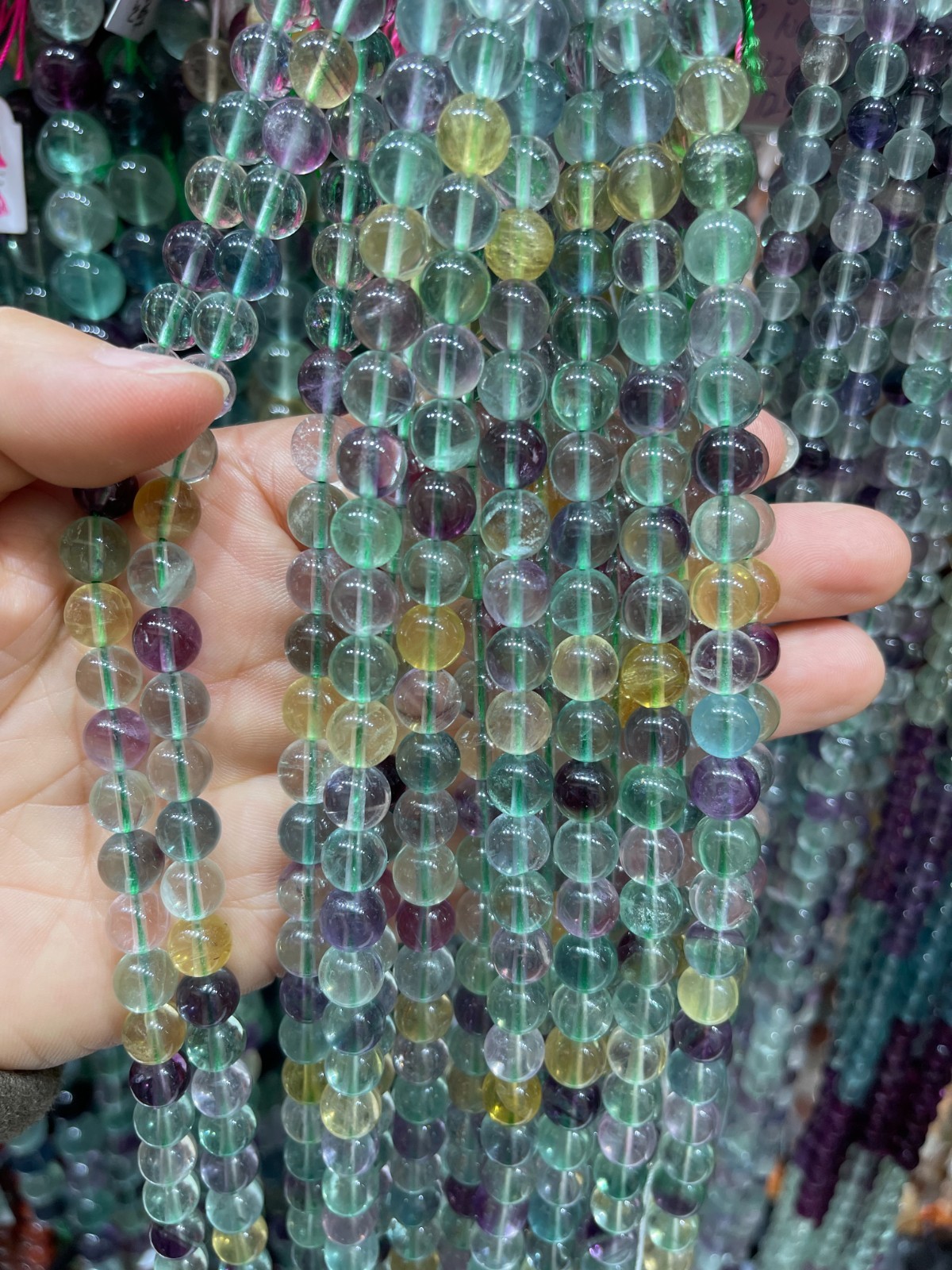 Natural Multicolor Fluorite About 50 PCS Beads Round Gemstone Loose Beads 8-9MM