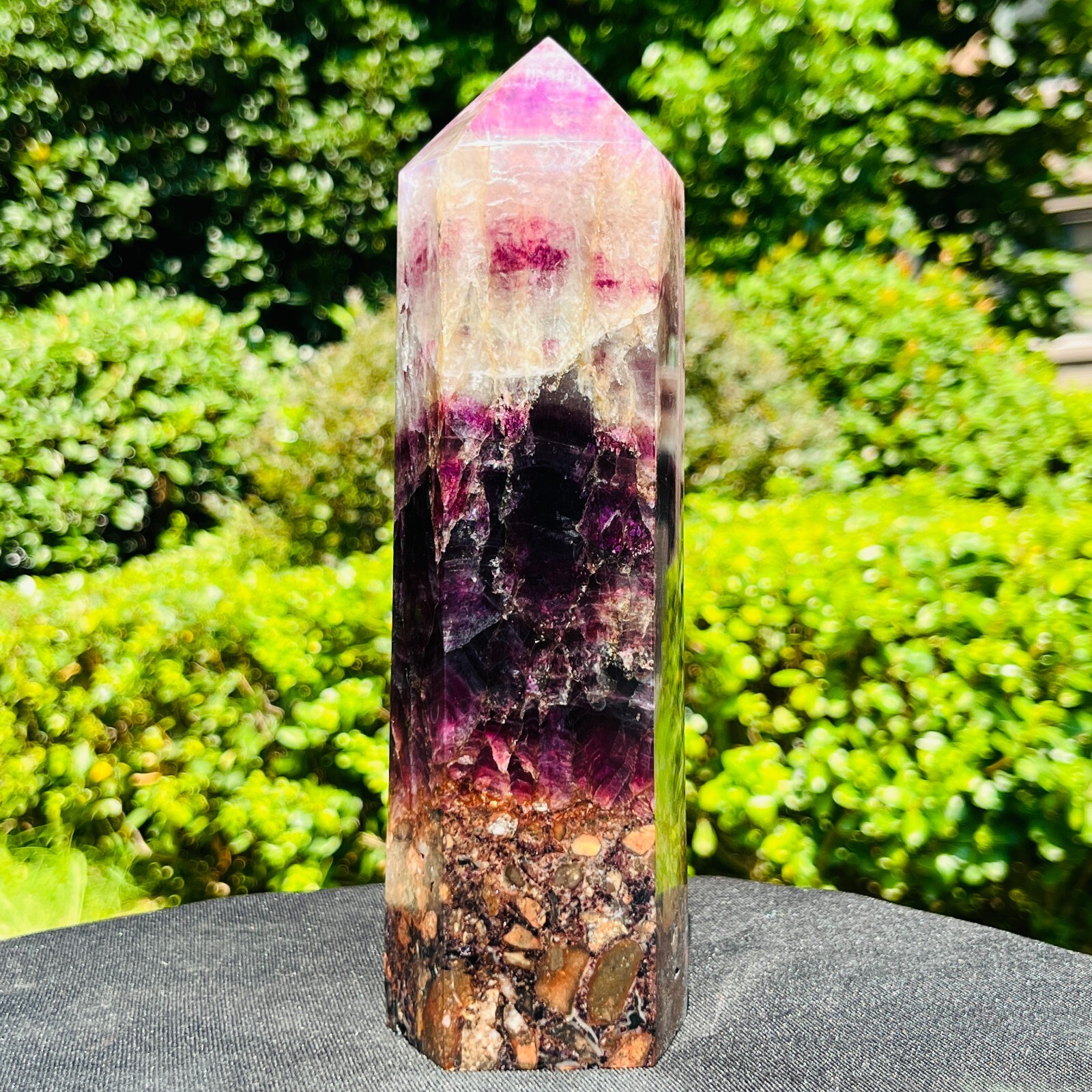 3.6LB Natural Fluorite crystal Hexagonal point Column Healing Reiki Stone 275