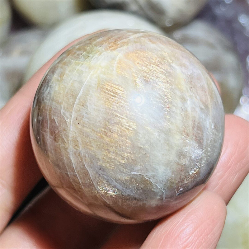 42mm+ Natural Gray moonstone sphere quartz Crystal starlight ball Healing 1pc