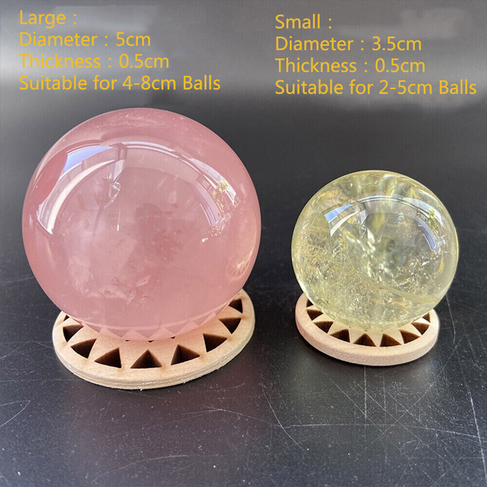 Crystal Sphere Base Quartz Acrylic Holder Wood Display Support Home Decor 10-90x