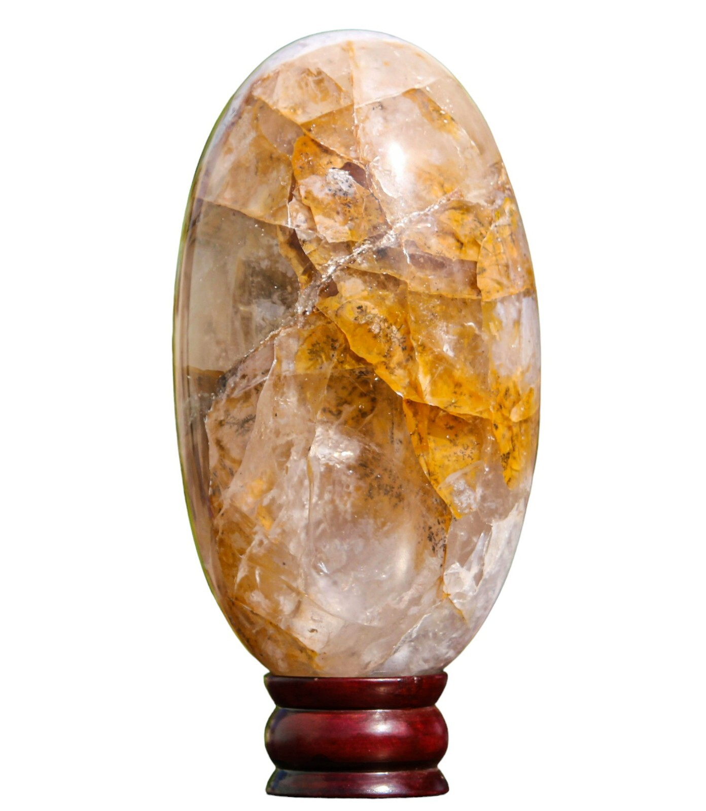 Yellow Hematoid Quartz Crystal Healing Reiki Energy Stone Gift Shiv Lingam 3330g