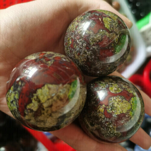 1pc Natural Dragon’s blood stone ball Quartz Crystal Sphere Reiki Healing 55+mm