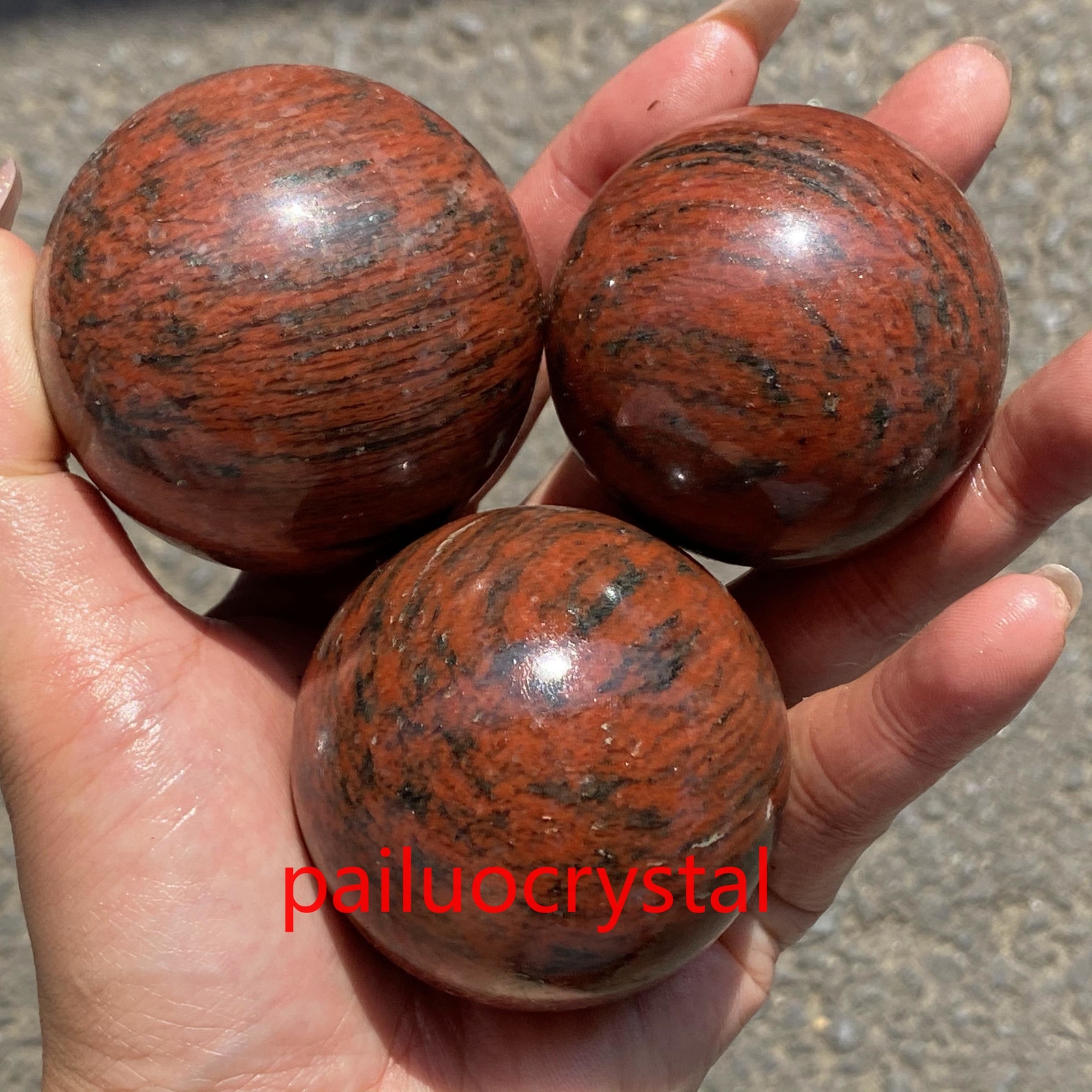 50mm+ Natural Sesame red Ball Quartz Crystal Sphere Reiki Healing Gem 1pc