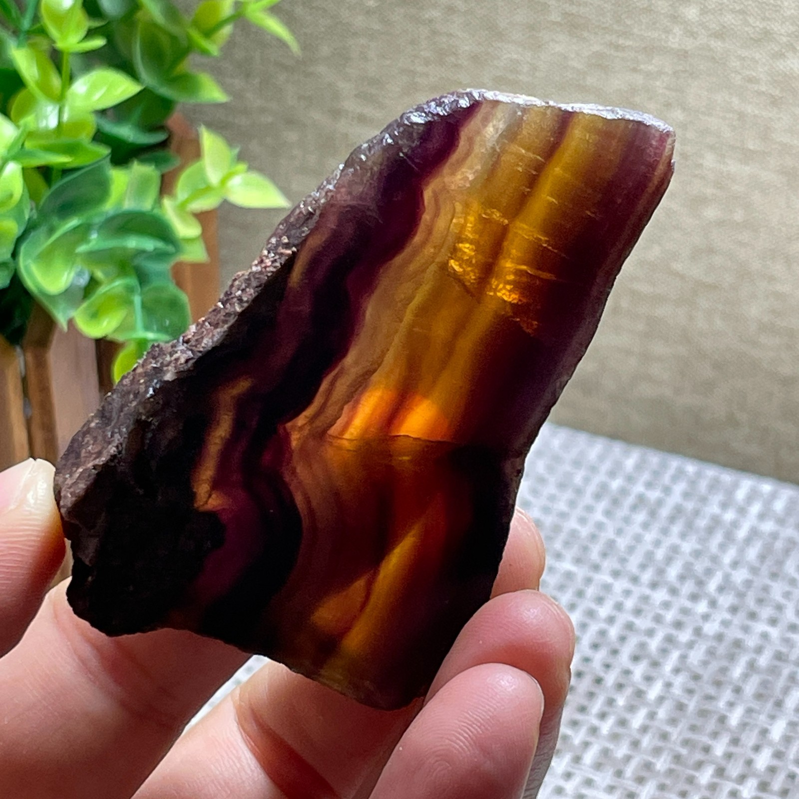 Fluorite stone – Polished Rainbow Fluorite Stone Slab home decor 72g E5537
