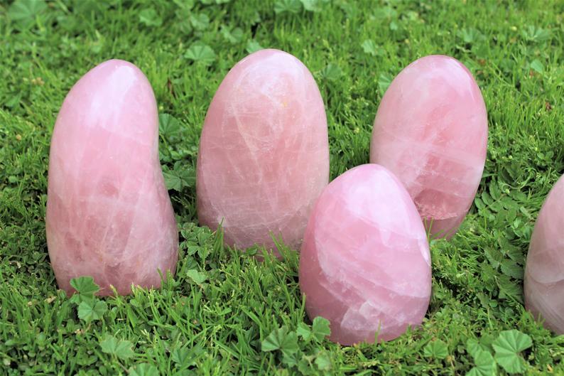 Rose Quartz Polished Freeform, Large Free Standing Cut Base, Specimens