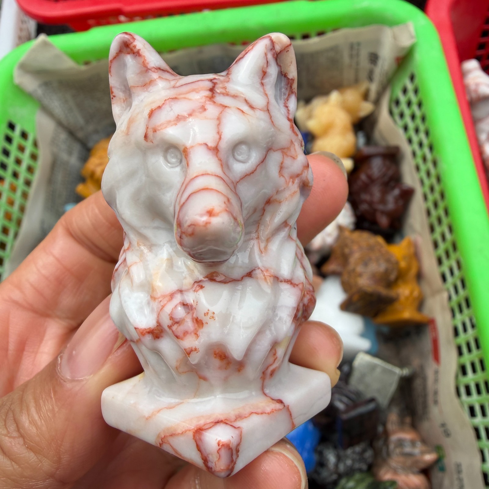 Natural Red Network crystal carved Quartz skull Reiki energy random 1pc