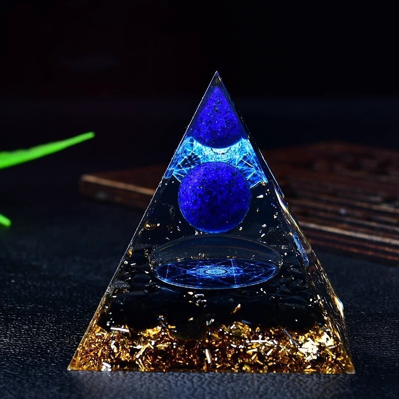 Lapis Crystal Sphere Orgonite Pyramid & Obsidians Chakra Energr Orgone Stone USA