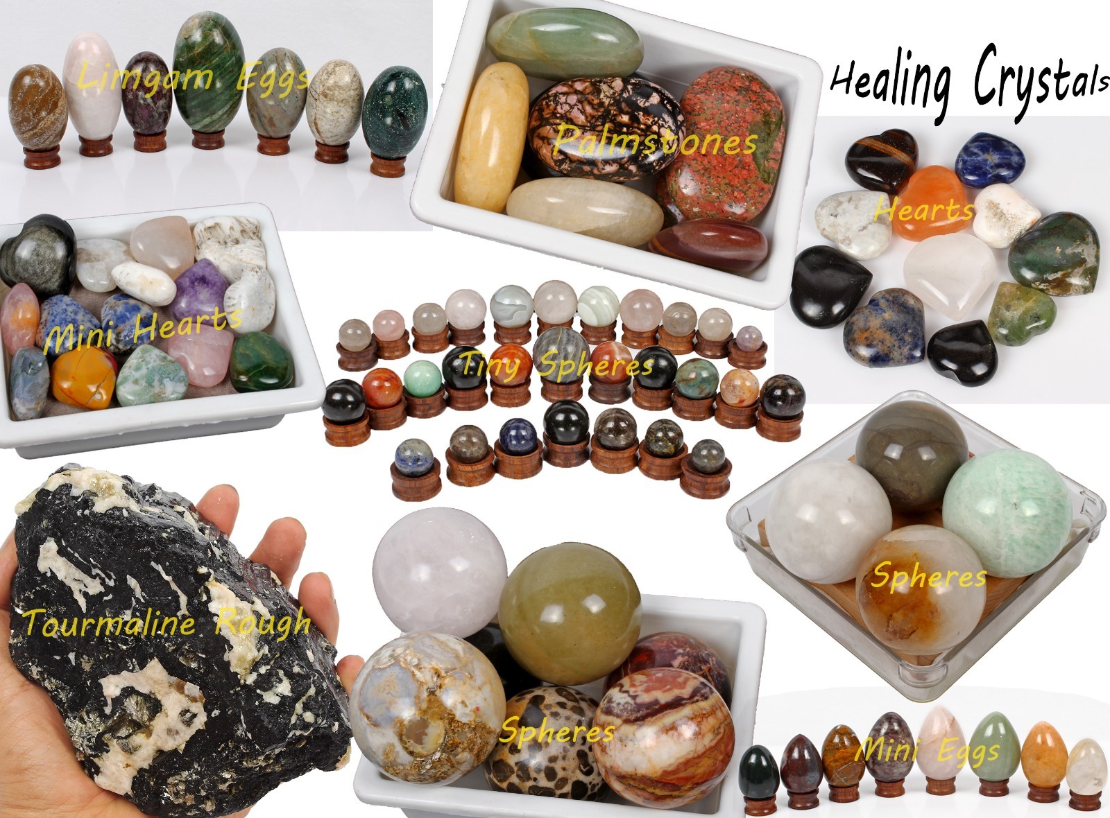 10 Kilo Mixed Healing Gemstone Minerals Lot ~Heart Sphere Egg Palmstone Rough