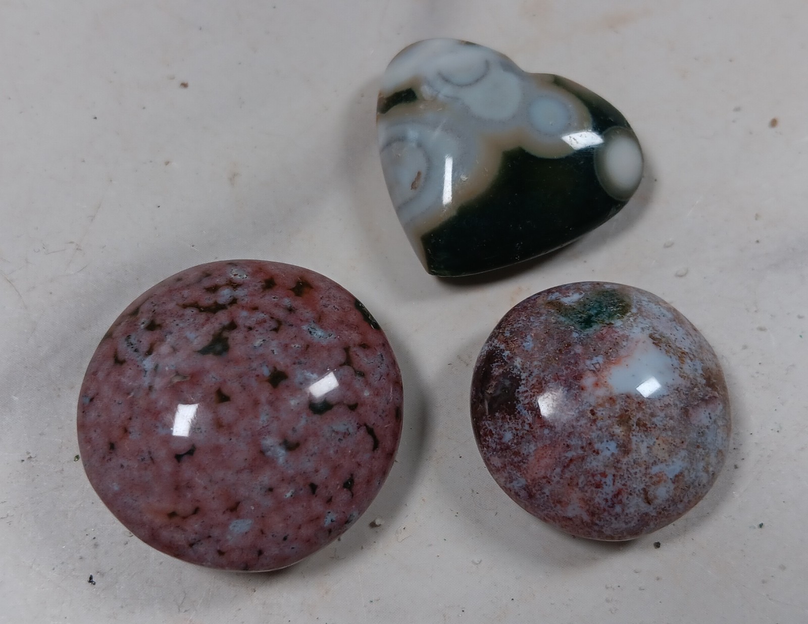 Lot Of 3 OCEAN JASPER Small Polished Stone Healing – Madagascar Approx 1in G2