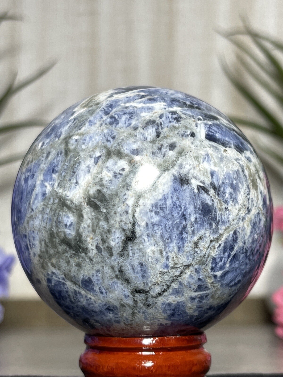 SODALITE SPHERE – Blue Mineral Orb Crystal Reiki Chakra Witch Reiki Yoga Decor
