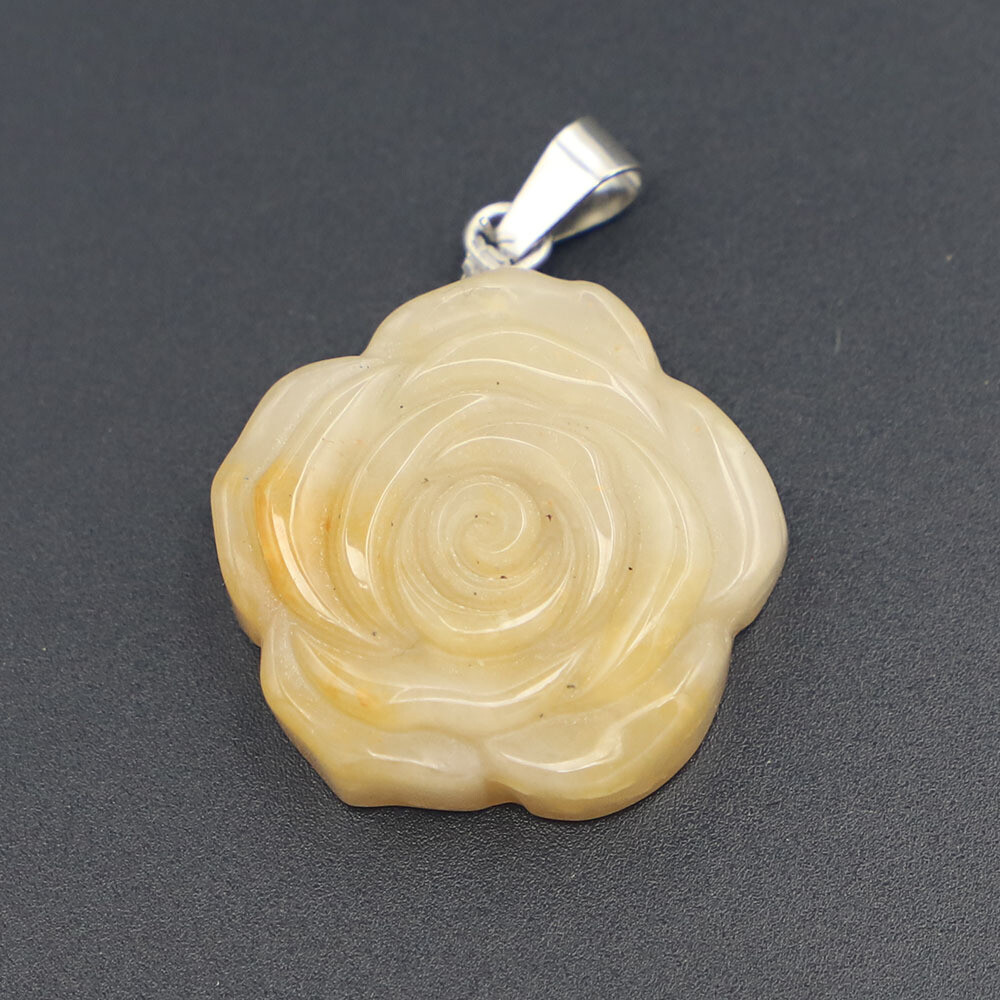 Natural gemstone crystal carved rose pendant Fashion Gift Healthy Healing
