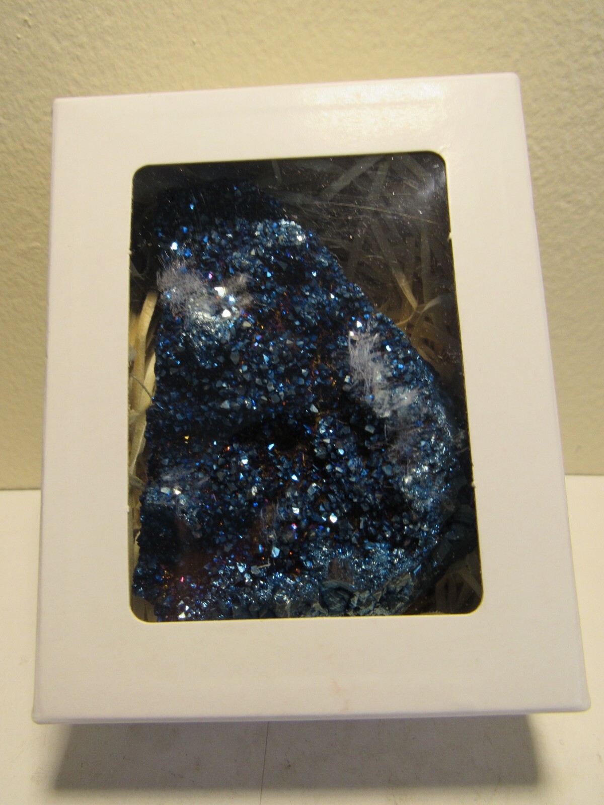 175g Blue Aura Titanium Amethyst Crystal Cluster Specimen Healing Crystal! 3.44″
