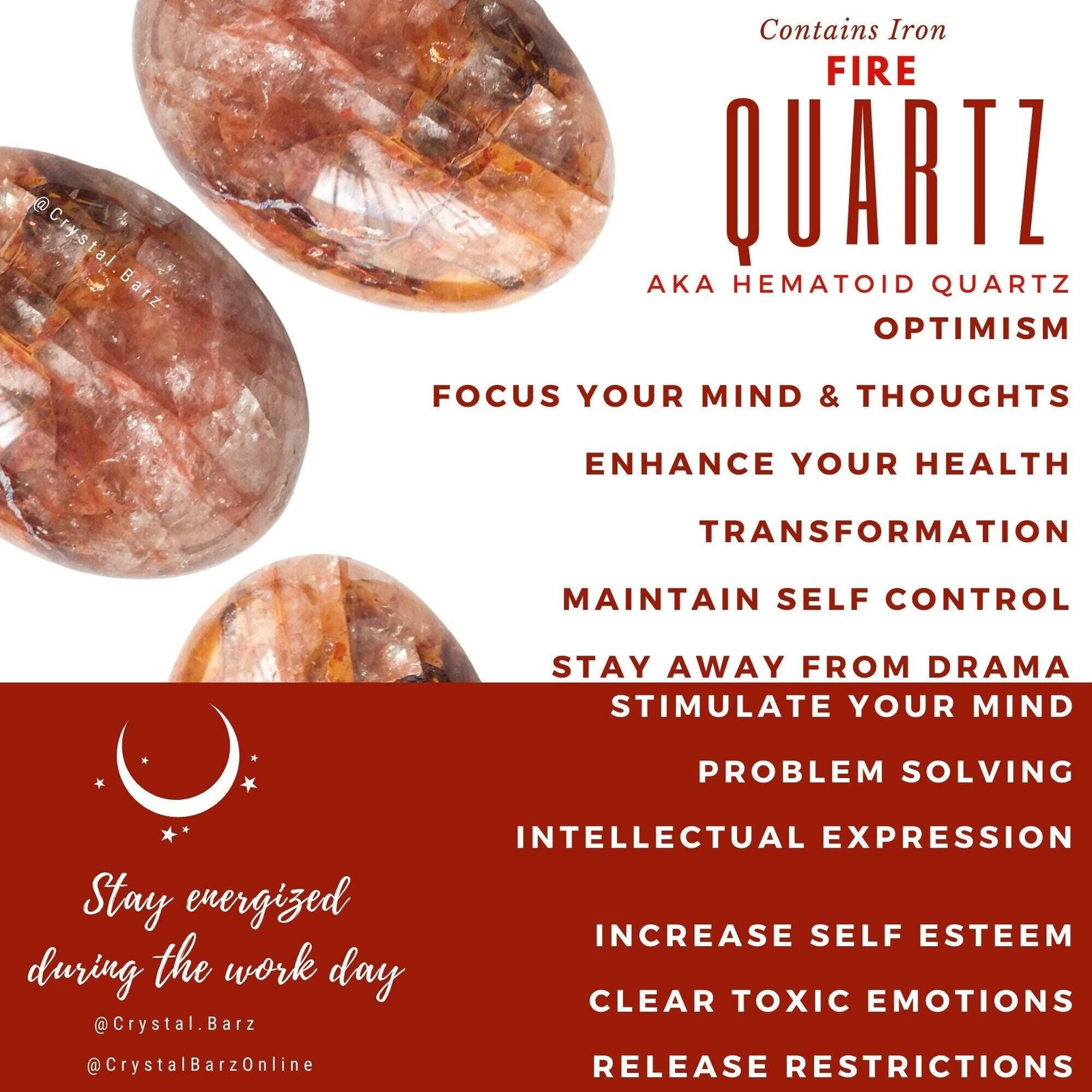 Fire quartz tumble stone – hematite quartz – high quality fire quartz tumbled