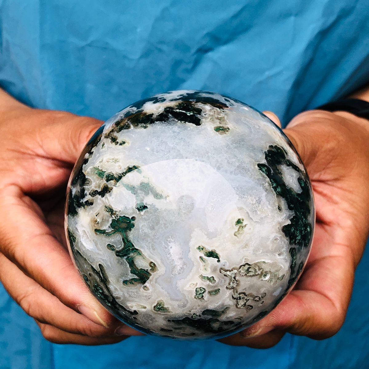 3 pieces 2490g Natural aquatic Agate Ball Quartz Crystal Sphere Healing 2111