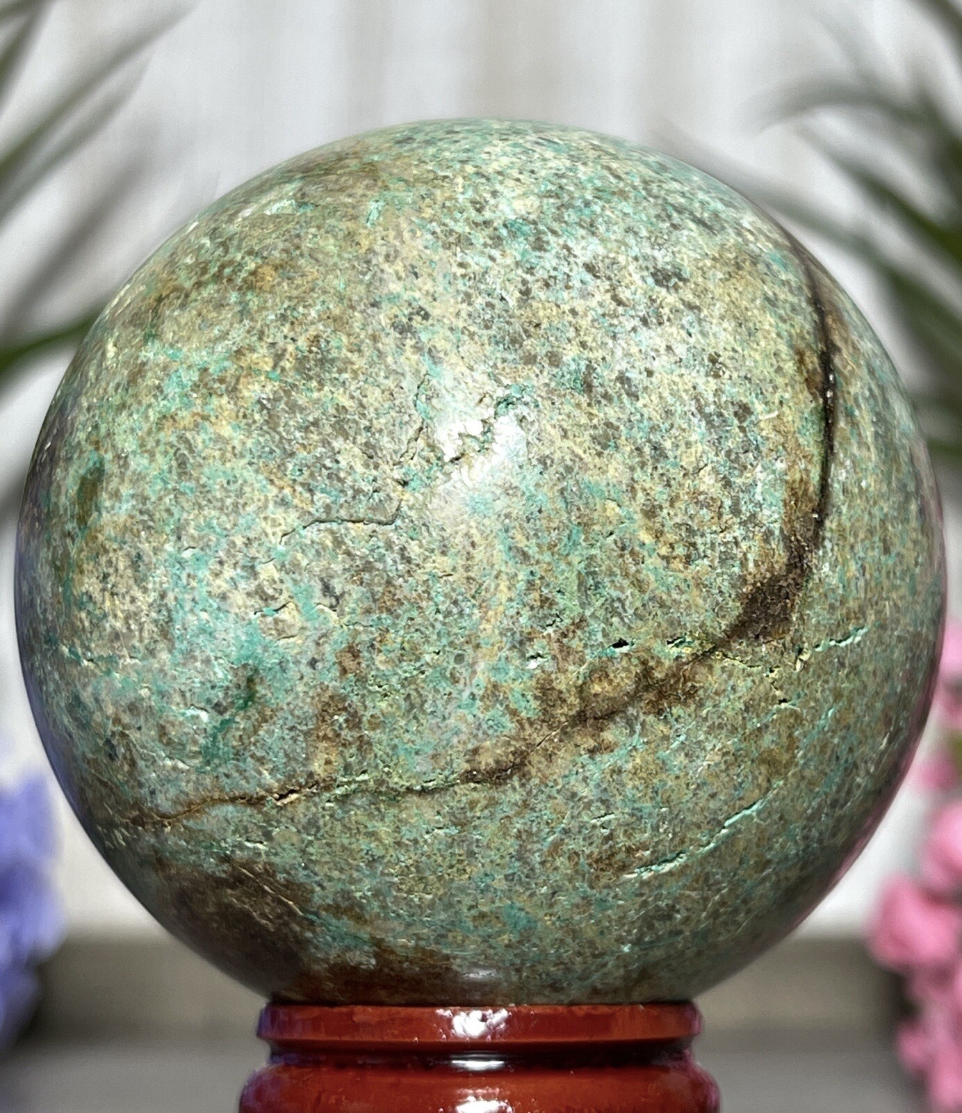 57mm PHOENIX SPHERE – Green Blue Mineral Copper Ore Malachite Turquoise Crystal