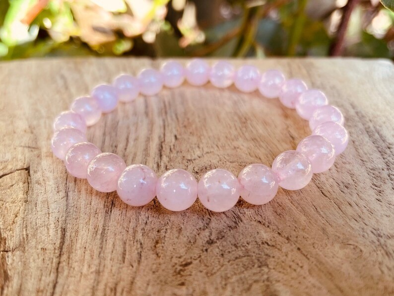 Rose Quartz 8MM Beads Bracelet For Men Women Adjustable Free Gift Zircon