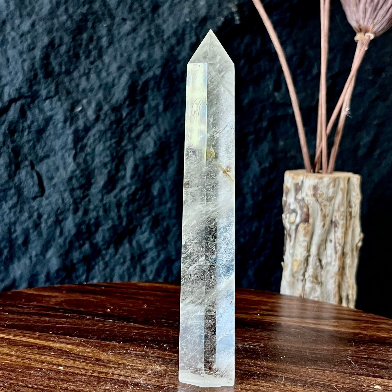 128G Natural white crystal square pointed column quartz crystal spiritual heali