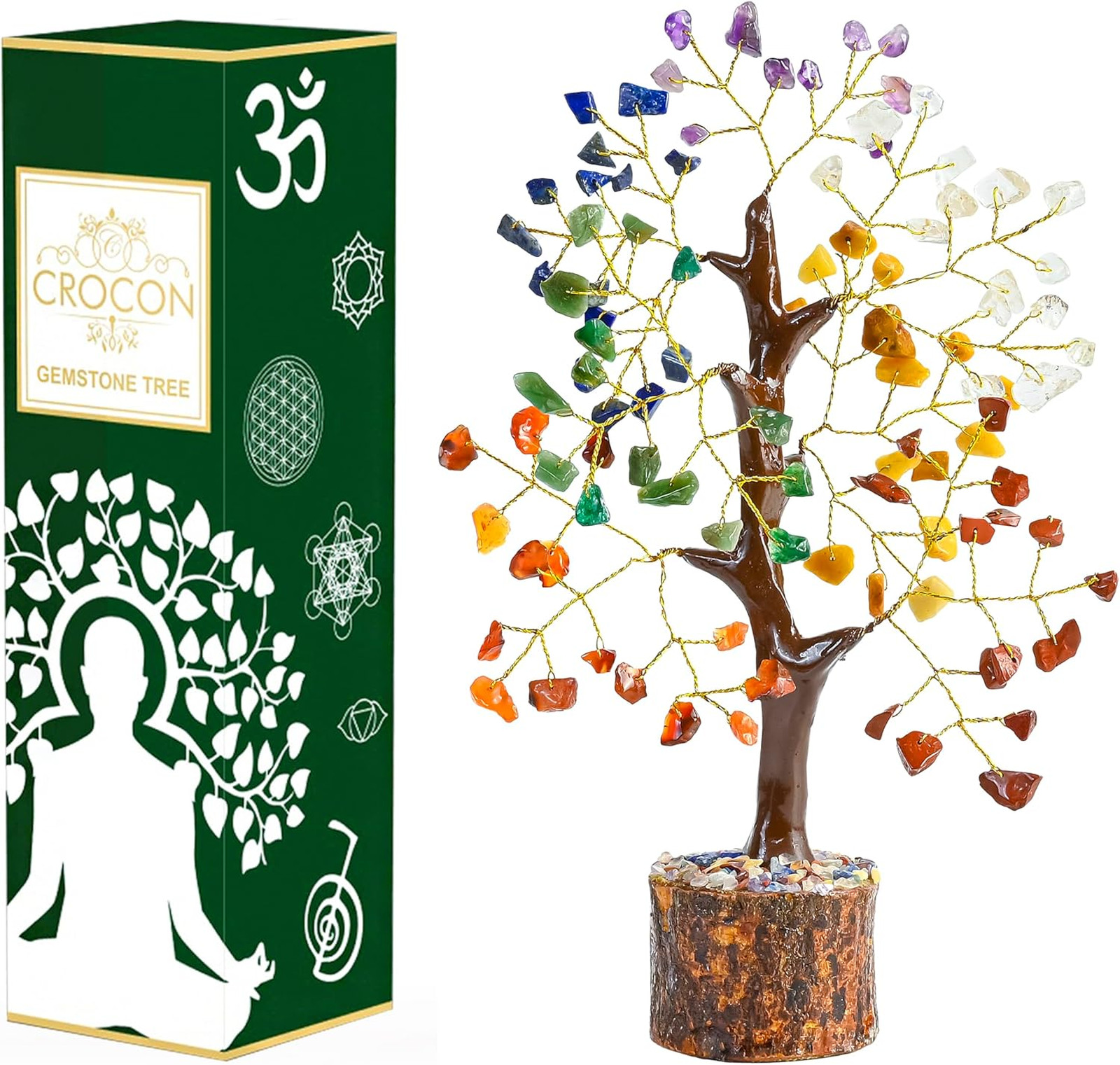 Crocon 7 Chakra Crystal Tree of Life Office Decor Meditation Gift for Women Home