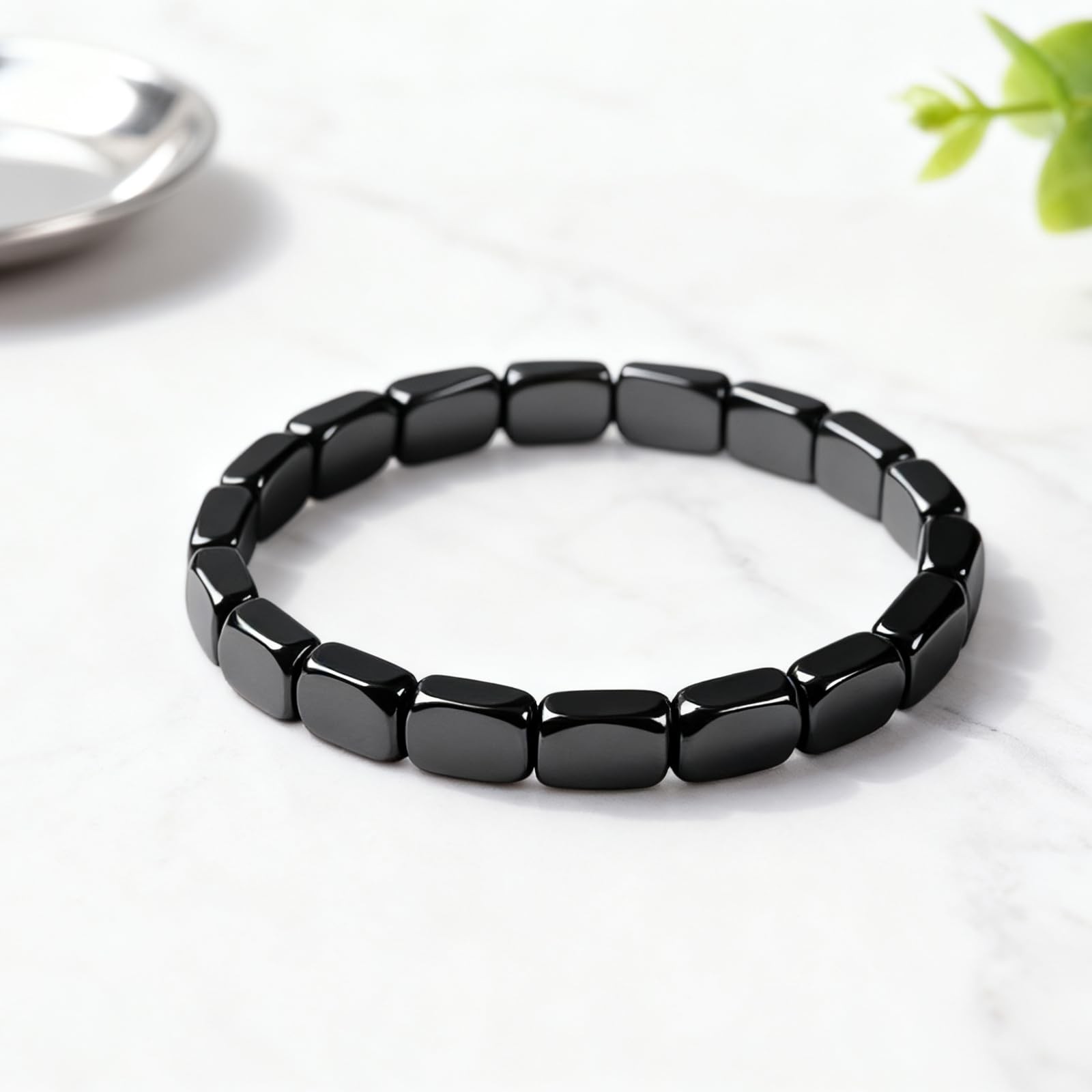TACBSP Hematite Bracelet for Men Natural Stone Hematite Bracelet Black Stretc…