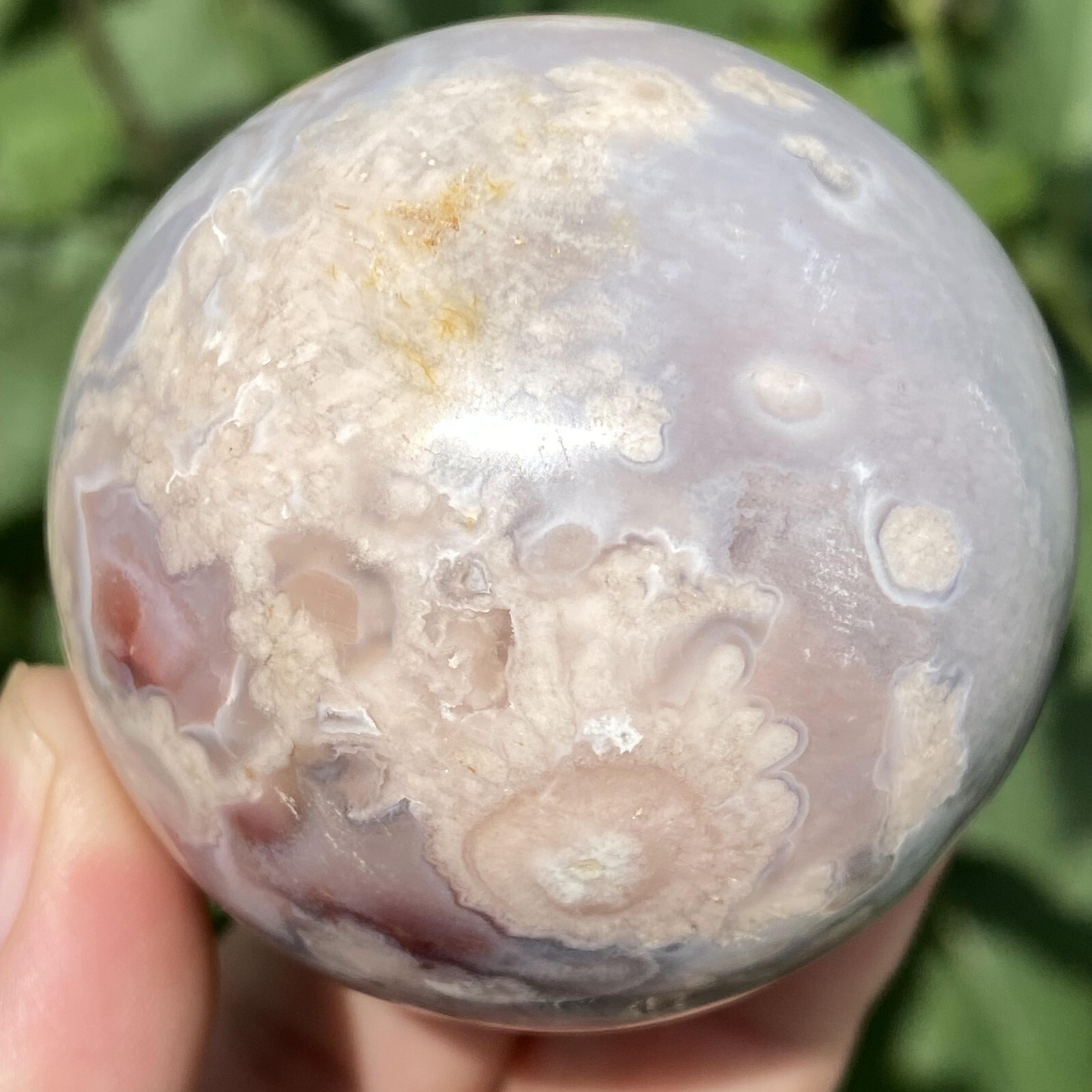 204g Natural Flower Agate Sphere Crystal Quartz Healing Reiki