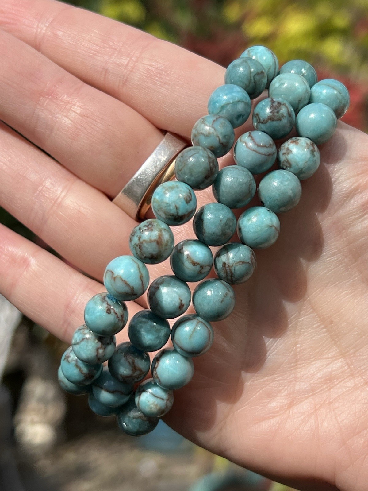Turquoise Crystal Beaded Bracelet 8mm (Bracelet Type 2 ) Listing Is For One