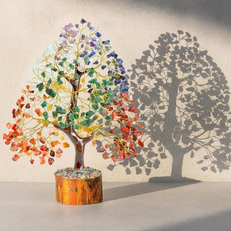 Seven Chakra 200 Chips Money Bonsai Tree of life Healing Feng Shui Statues