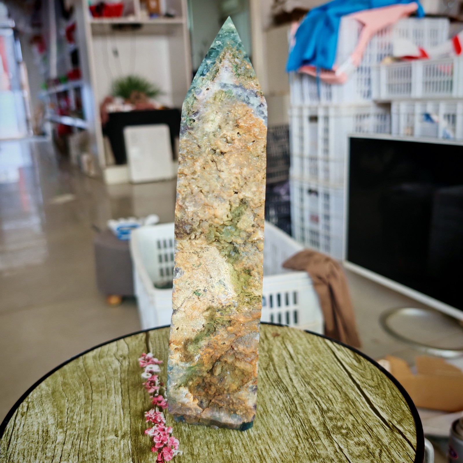 6.38LB Restoration of Natural Colored Fluorite Crystal Specimens 2900g