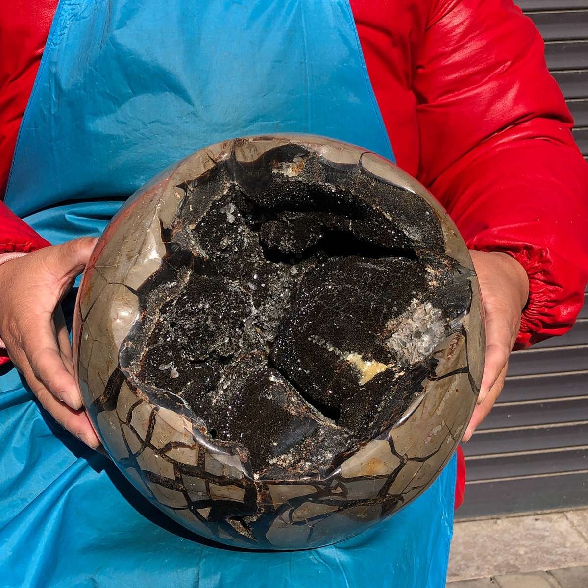 38.5LB Top Natural Turtle Back Stone Hole Shape Dragon Crystal Crack Gem Reiki