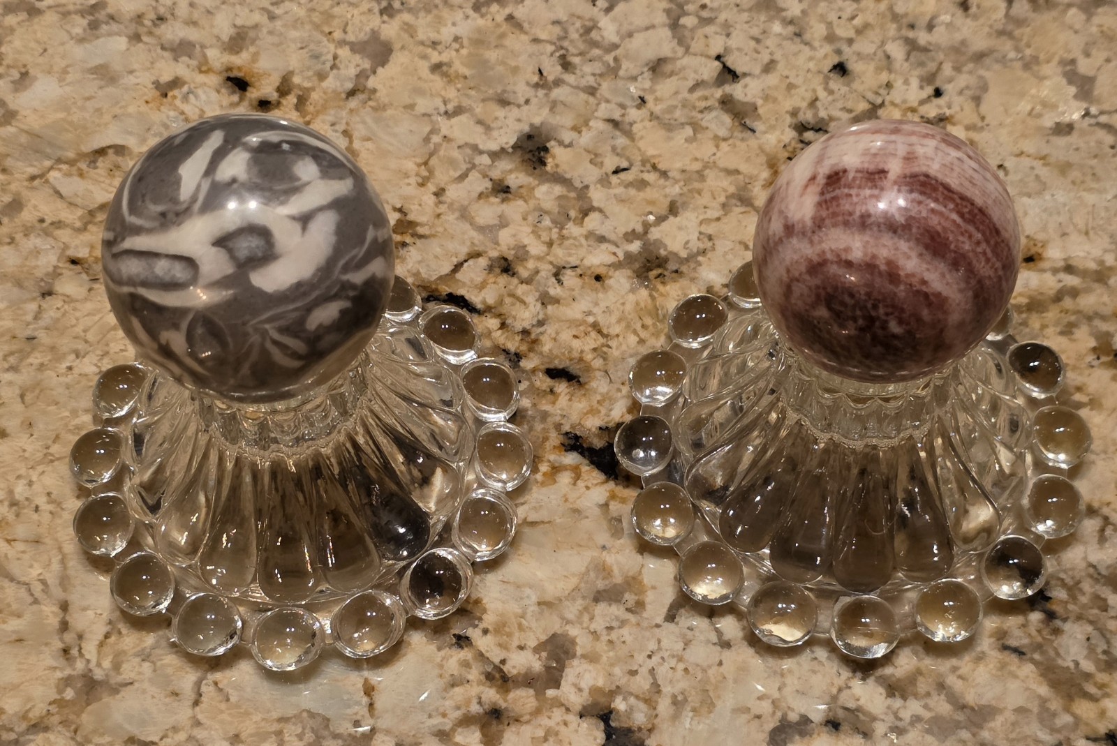 12.7oz Natural Shell Fossil Quartz Crystal Thousand Eye Jasper Polished Sphere