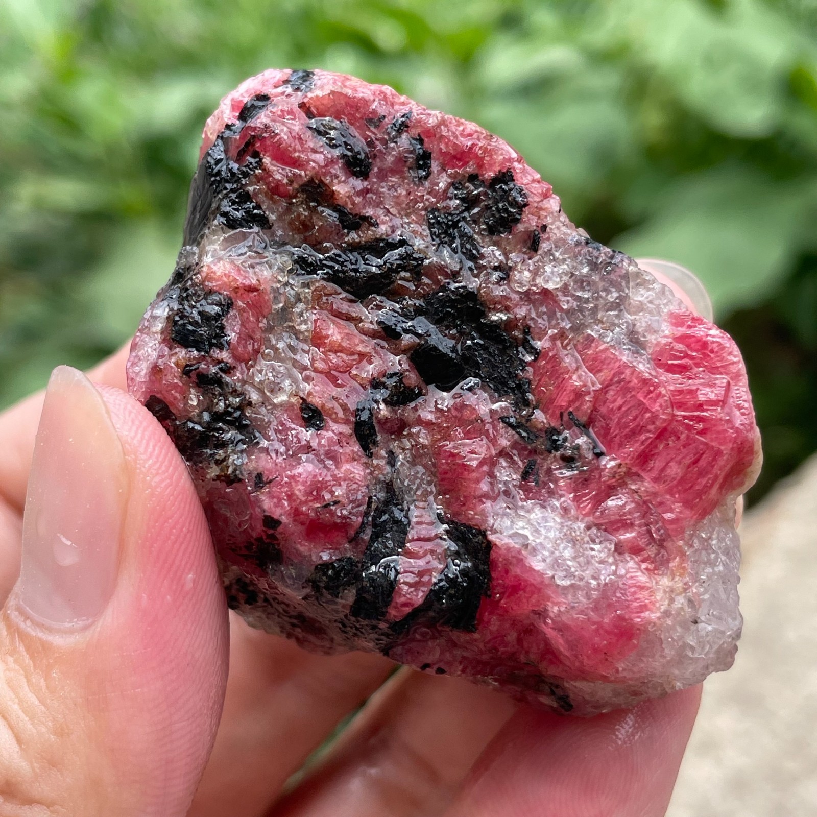 114g Small Raw Ore Red Black Rhodonite Quartz Gemstone Mineral Specimen