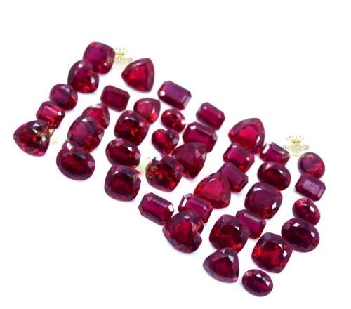 Natural Certified 200 Ct Burmese Red Ruby 16-20 Pcs Loose Mix Shape Gemstone Lot