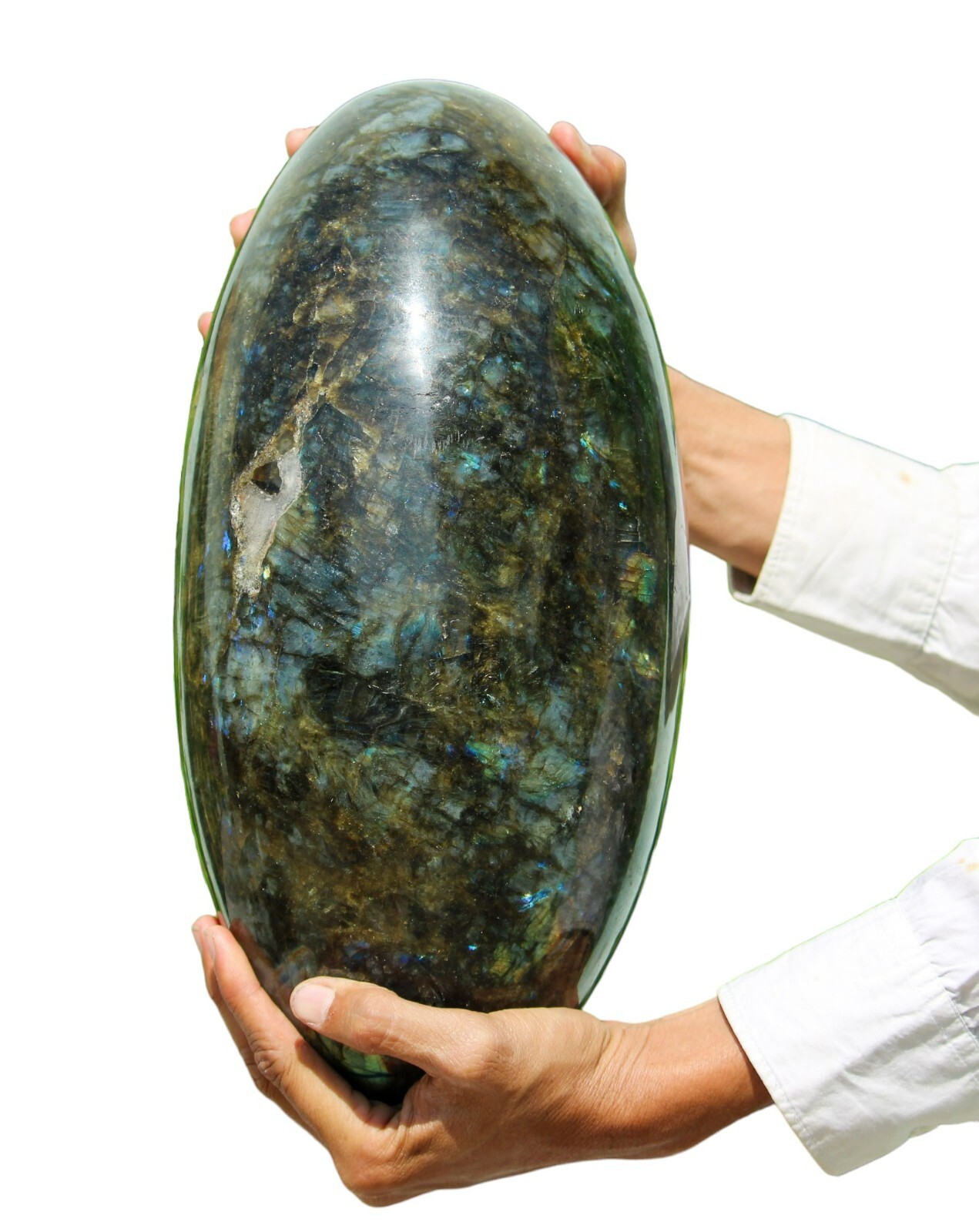 XL Green Labradorite Crystal Healing Metaphysical Stone Gift Shiv Lingam 16030g