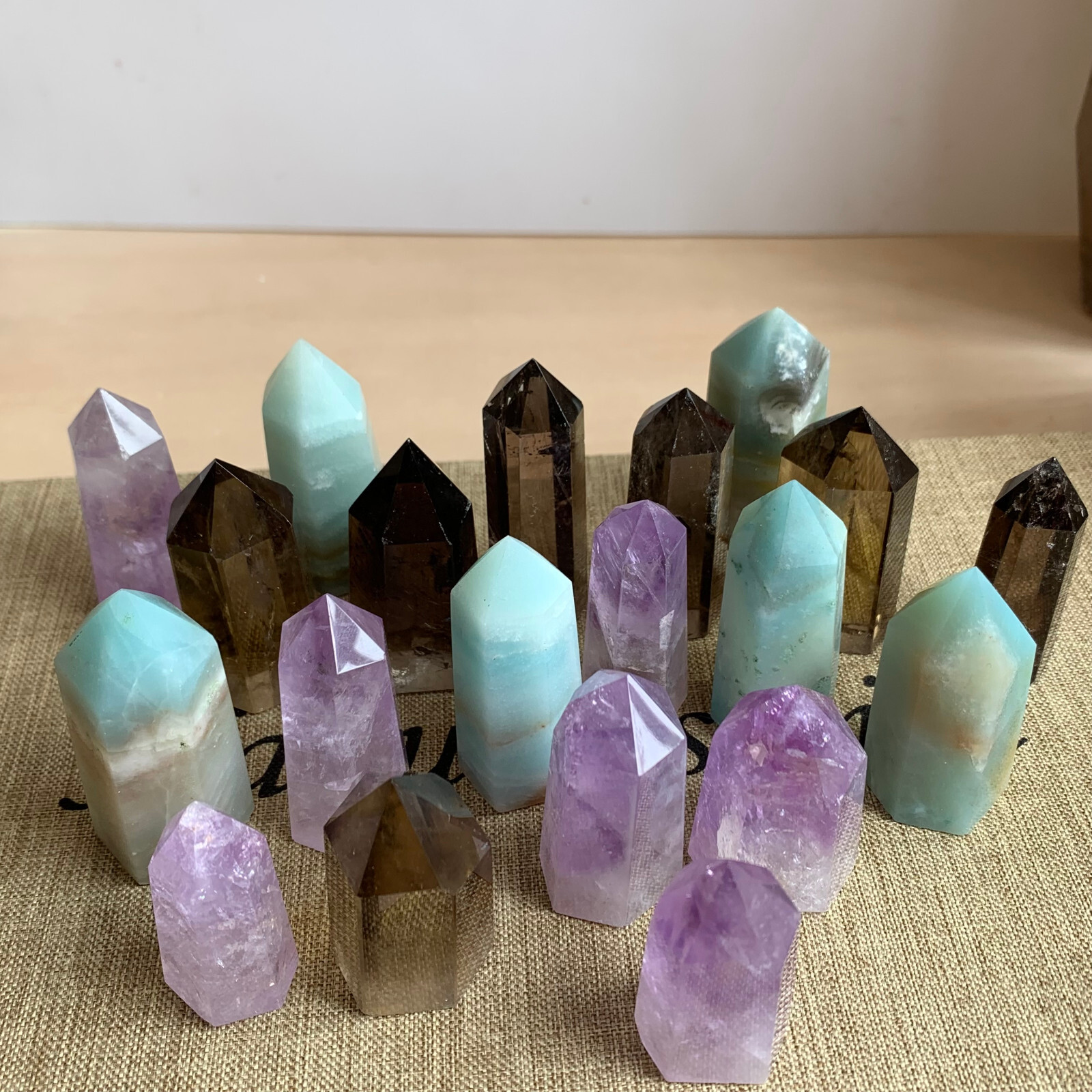 A LOT Natural smoky quartz amethyst obelisk crystal WAND point healing 500g