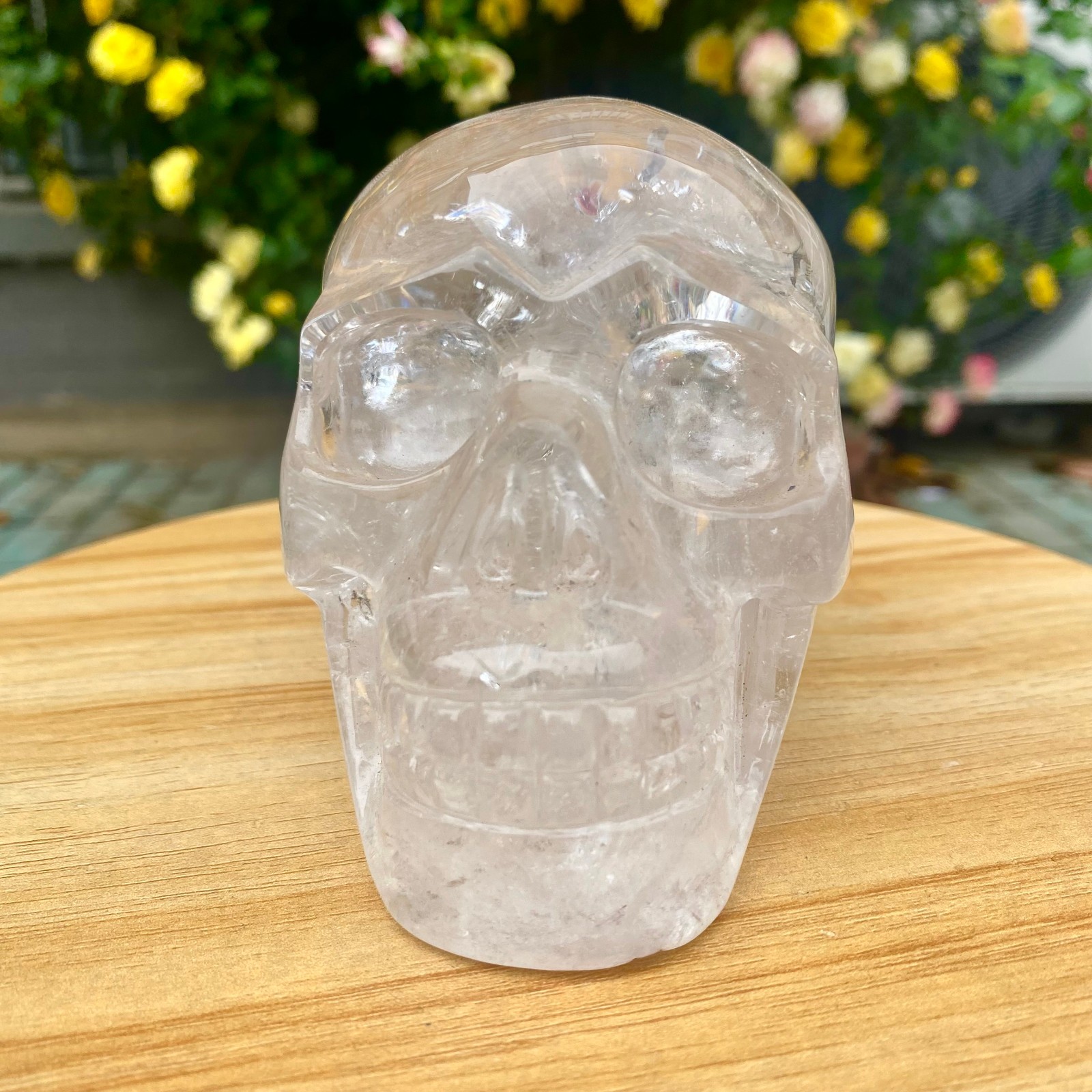 2.46LB TOP! White melting quartz hand carved crystal skull gem reiki healing