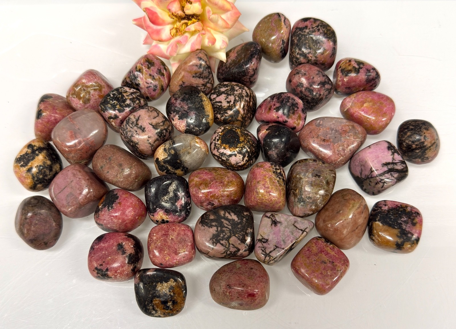 Wholesale Lot 2 Lbs Natural Rhodonite Tumble Stone Healing Crystals Energy