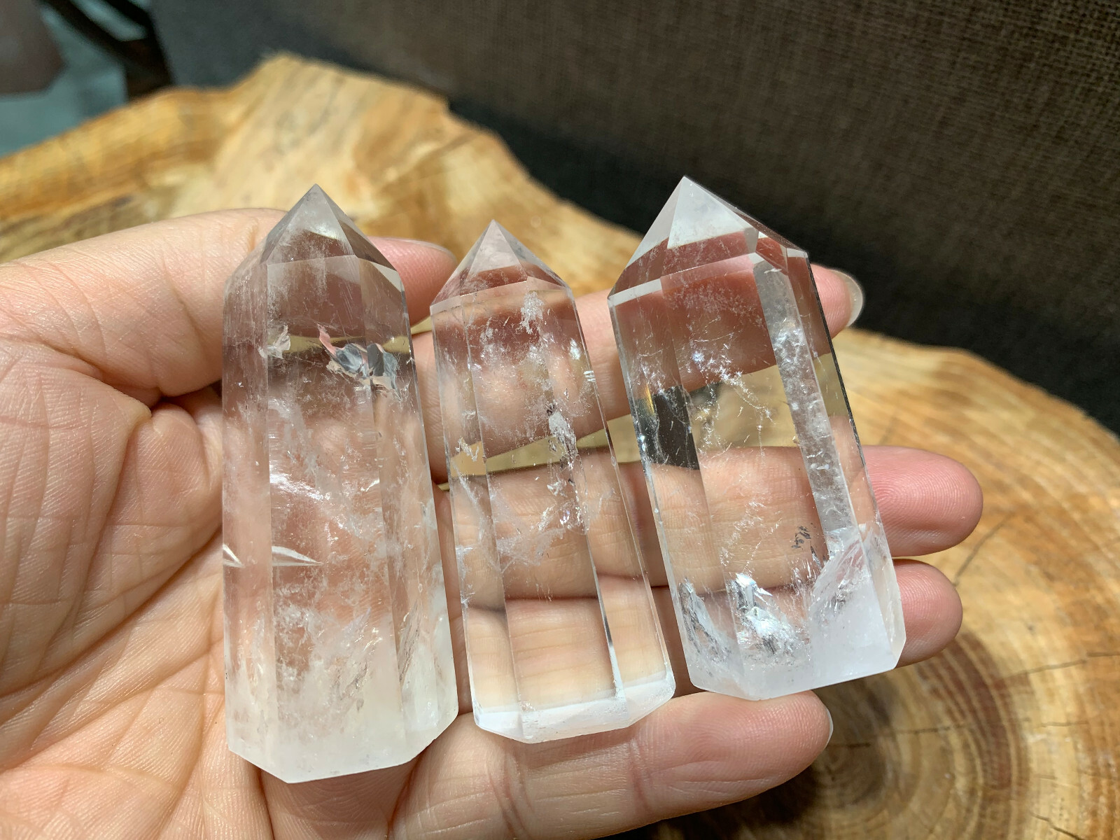 7PCS natural clear quartz obelisk crystal wand point healing 40-70mm