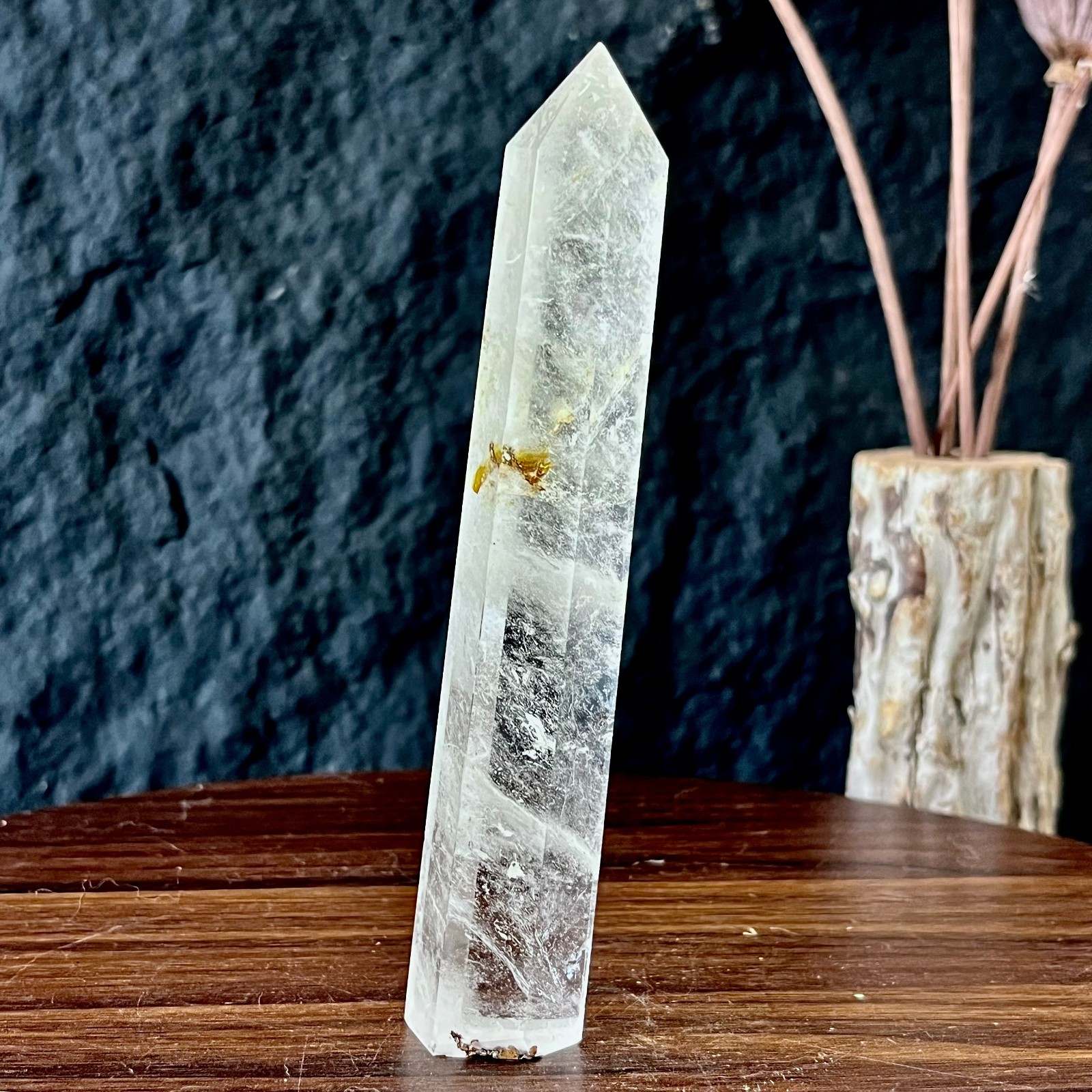 128G Natural white crystal square pointed column quartz crystal spiritual heali
